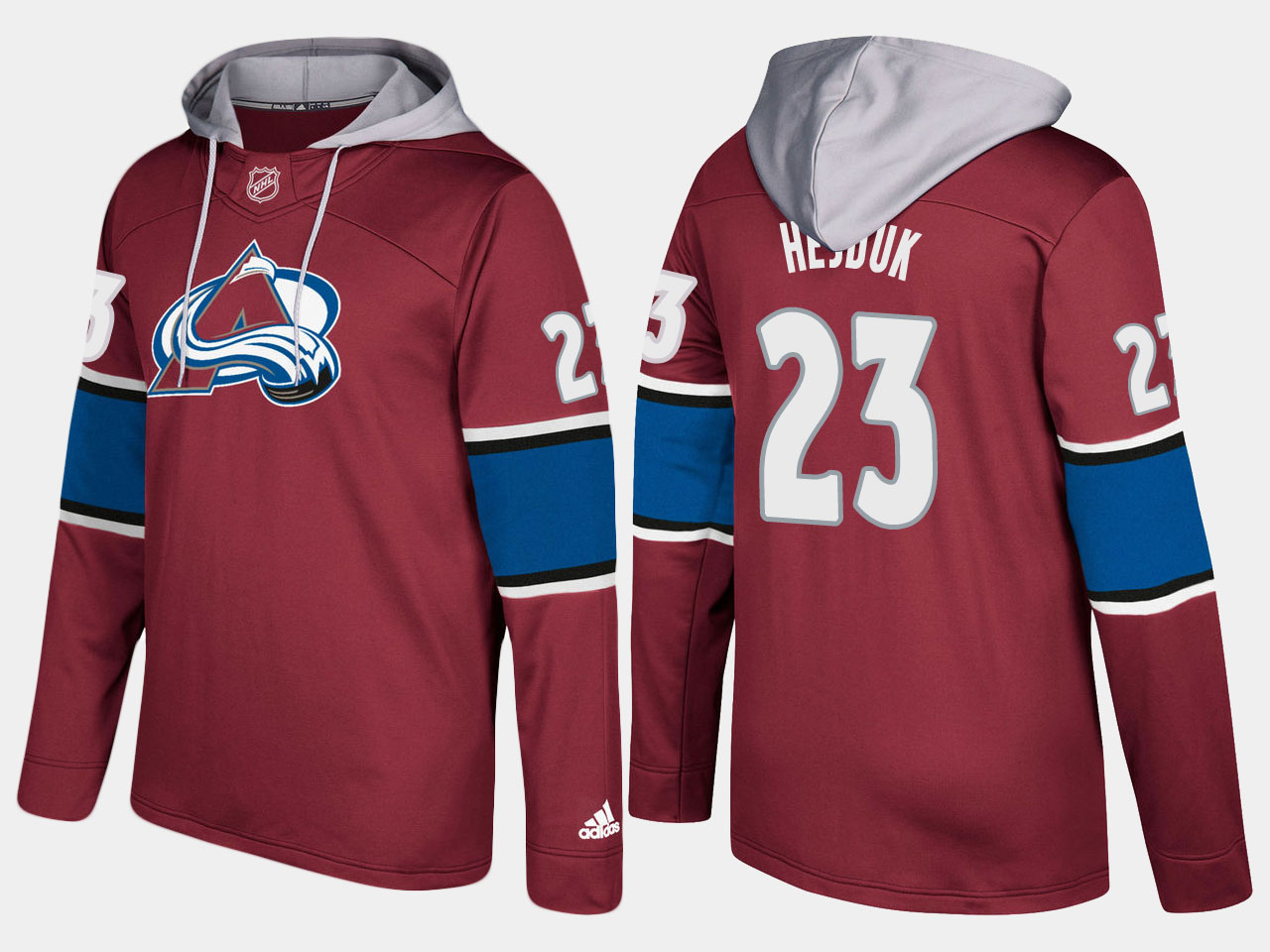 Men NHL Colorado avalanche retired #23 milan hejduk burgundy hoodie->colorado avalanche->NHL Jersey